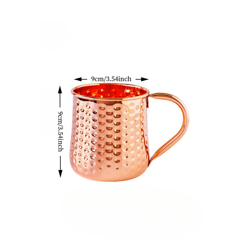 Stainless Steel Copper Plated Moscow Mule Mug Hammered Metal Cocktail Cup with Rolled Rim