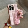 Cartoon Lattice 3D Block With Bead Lanyard Phone Case For iPhone 18 17 16 15 14 13 Pro Max Candy Color Shockproof Soft TPU Cover