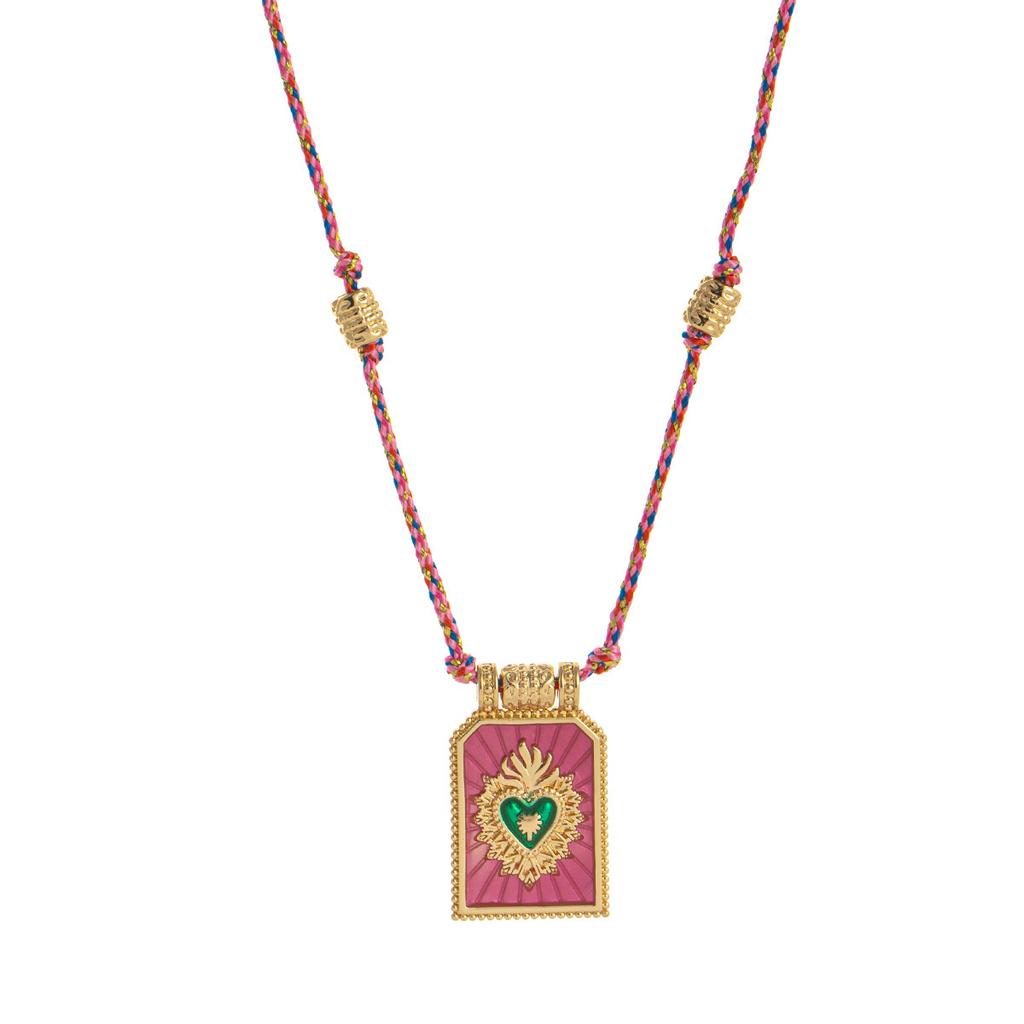 Stylish And Simple Color Rope Love Tarot Pendant Necklace Lucky Bead Chain Gold-Plated Color Retention