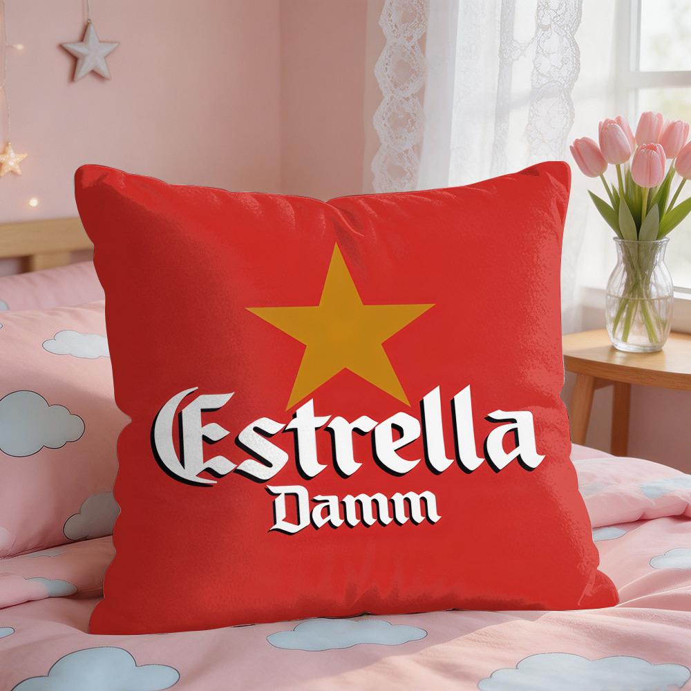 EEstrella DammS Wine Cushion Cover Square Short Plush Pillow Case Living Room Sofa Home Decor Funda X