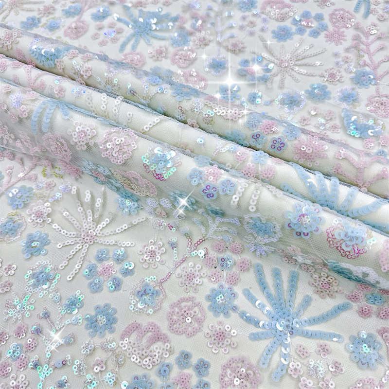 Wedding Dress Fabric New Sky Blue Quality Children's Clothing Stage Costume Cheongsam Sequined Fabric