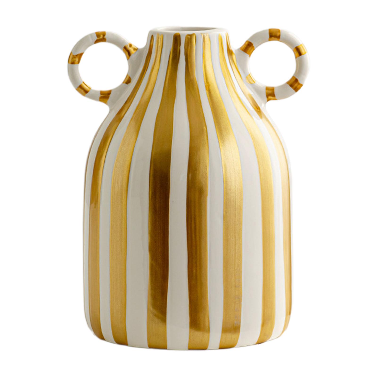 

Decorative Flower Vase Home Decoration with Handles Ceramic Vase with Handle for Centerpiece Desktop Cafe Entrance Fireplace золотой