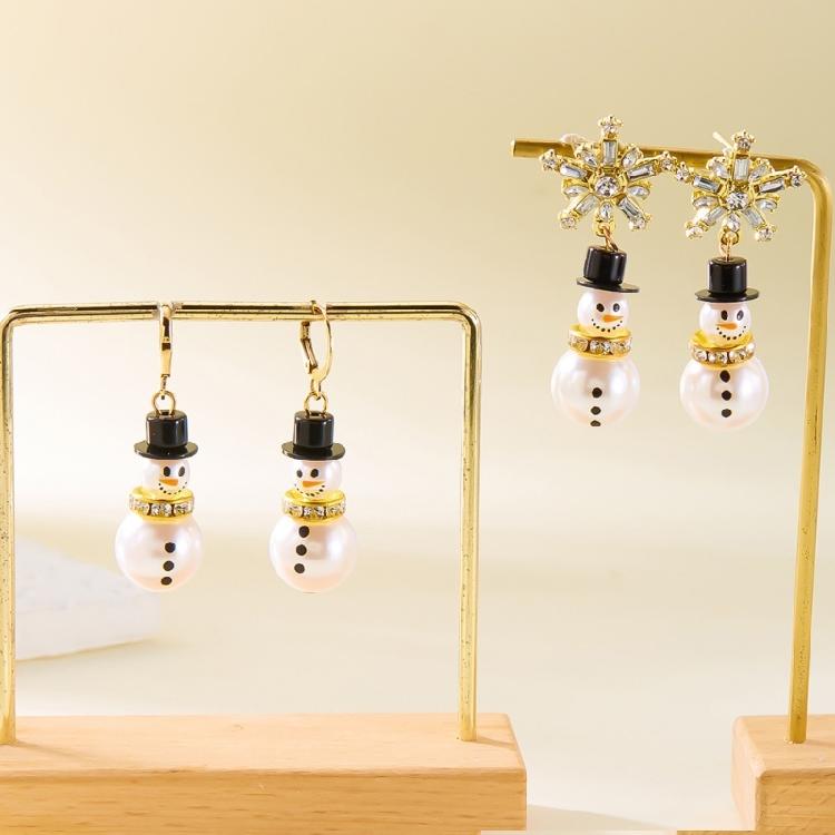 Fashionable Christmas Snowman Hoops Earrings With Crystals Details for Trendy Ladies New Year Fashion Special Gifts
