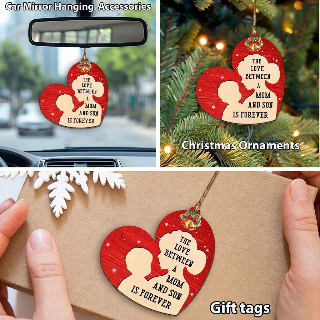 The Love Between a Mom and Son is Forever Ornament, Birthday, for Mothers & Sons Ornaments, Family Wooden Hanging Decoration on Xmas Tree, to Mom