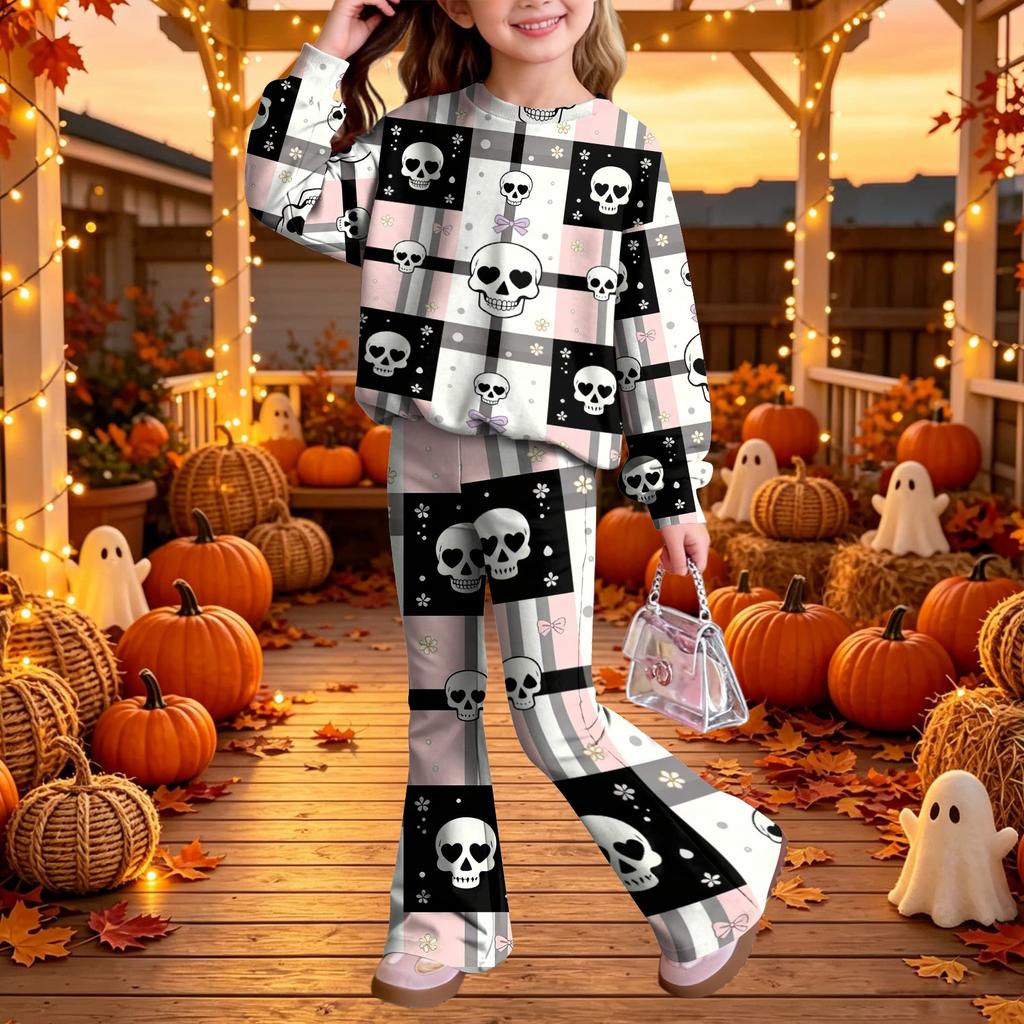 Kids Casual Long Sleeve Top and Pants 2-Piece Outfit Set for Boys Girls Everyday Wear