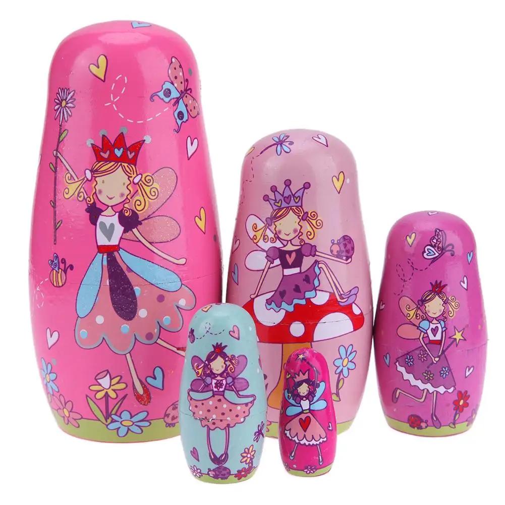 1 Set Wood Russian Nesting Dolls Matryoshka Dolls Babushka Hand Paint Bear Poupee Russe for Kids Gifts Crafted Doll Home Decor