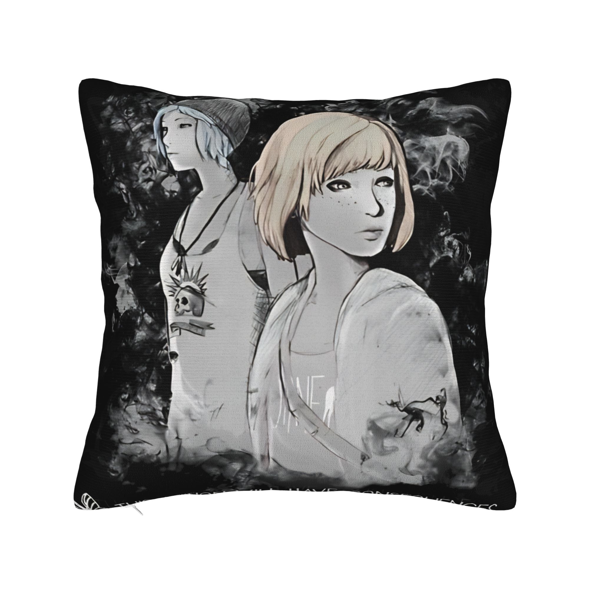 Pillow Cover Life Is Stranges Vintage Pillow Case For Sofa Home Decoration Pillowcases Peach skin 18*18(CM)-1Pcs