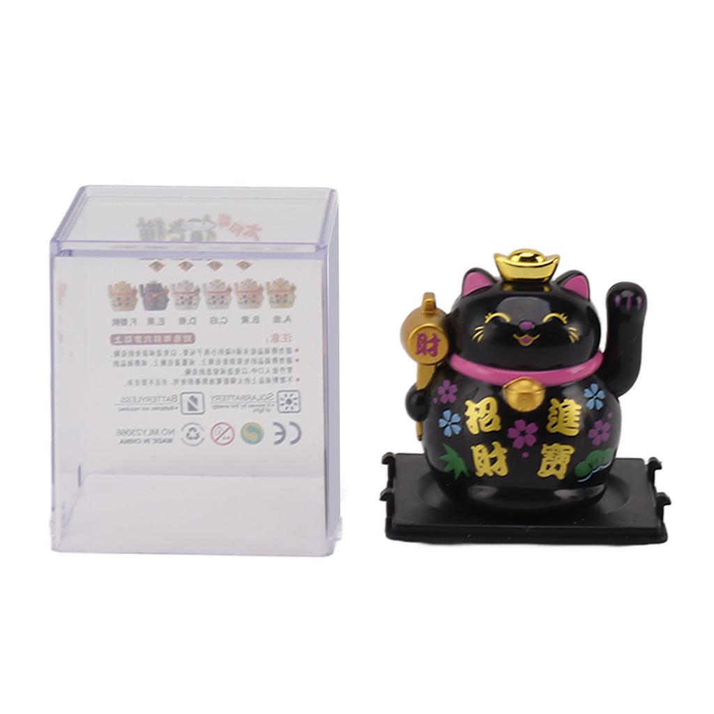 Ozdoba Kot Szczęścia Gospodarstwo Domowe 2-calowy Panel Słoneczny Wyczuwanie Figurka Kota Szczęścia na Stół Półkę