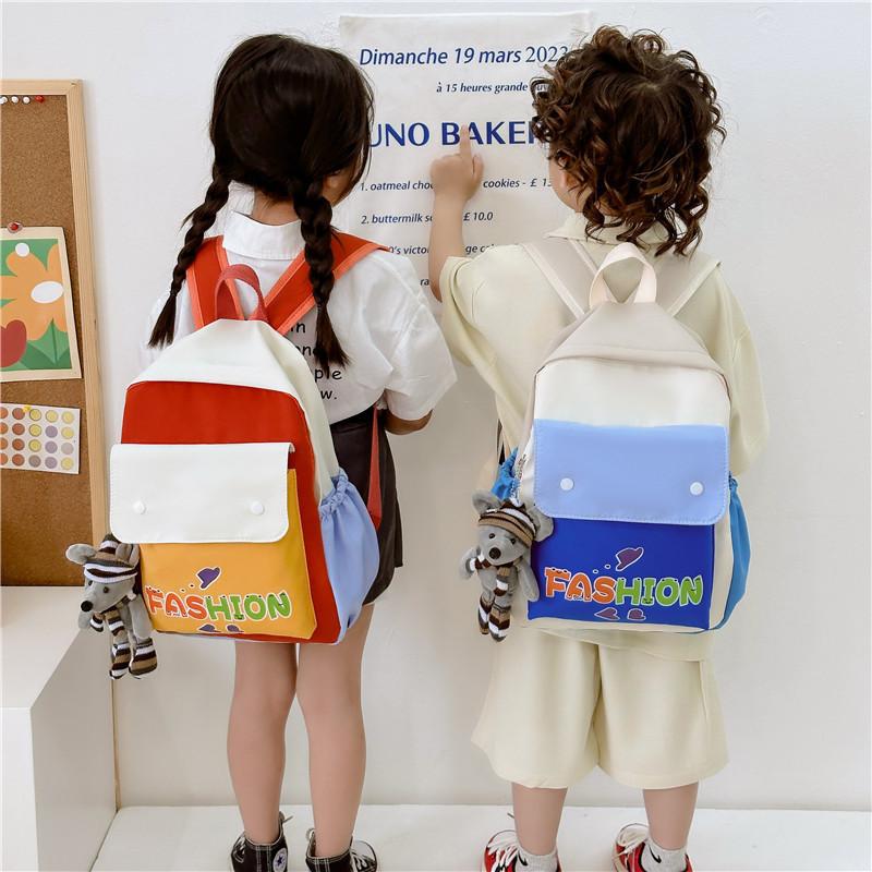 Charming Dual Color Kids Backpack Made Of Durable Canvas Perfect For School Use