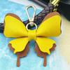 Cute PU Leather Bow Keychain with Smooth Metal Clasp Lightweight Bag Hanging Ornament for Friends Souvenir