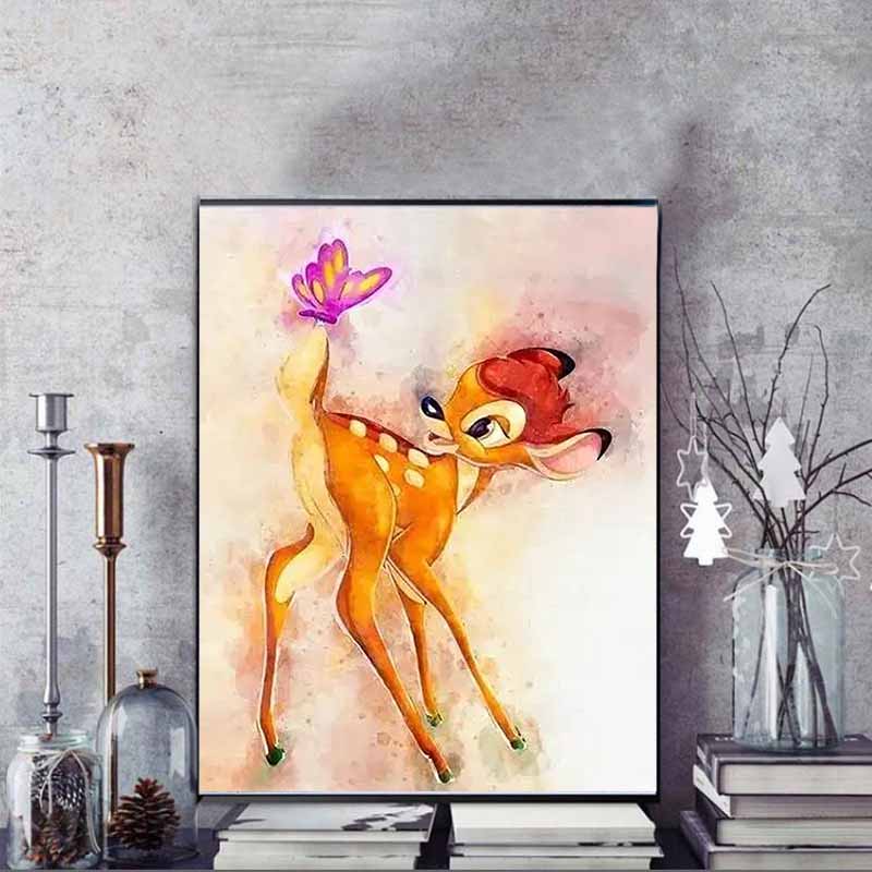 Disney Diamond Painting Bambi Bambi Watercolor Style, Healing Illustration DIY Craft, 5D Mosaic Embroidery Hobby Gift Home Decoration