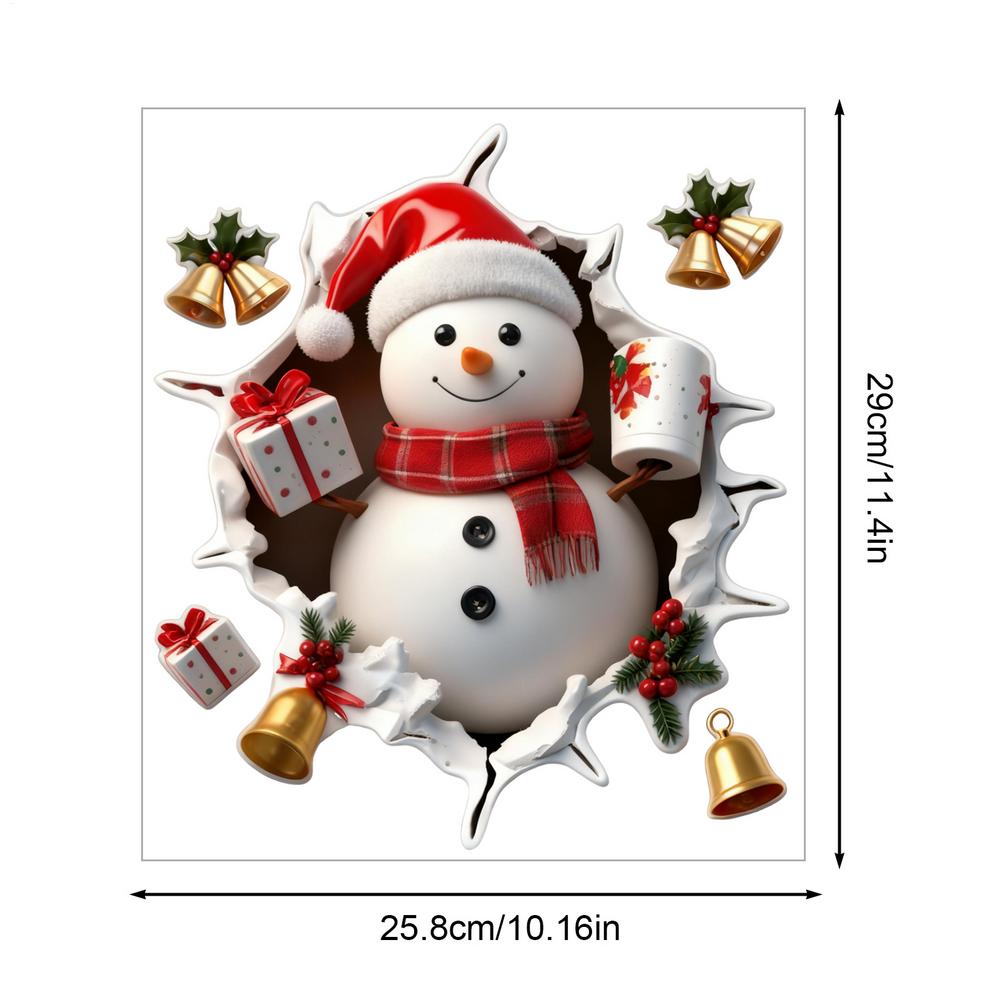 3D Christmas Wall Stickers Holiday Home Decoration Removable Santa Removable Reindeer Decoration Christmas Wall Stickers Decor