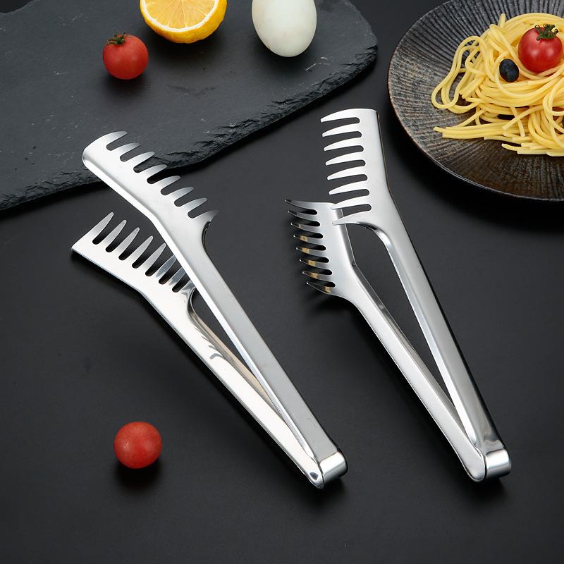 Kitchen Food Tongs Stainless Steel Color Comb Type Meal Clip Non Stick Cookware Salad Beef Buffet Clamp Home Accessories