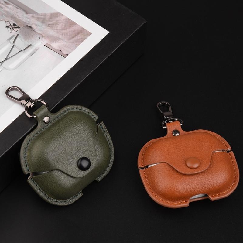 Upgrades Leather Clip Case with Carabiner Elegant Protective Leather Case Earbud Storage Case for Earbud Buds 3/3 