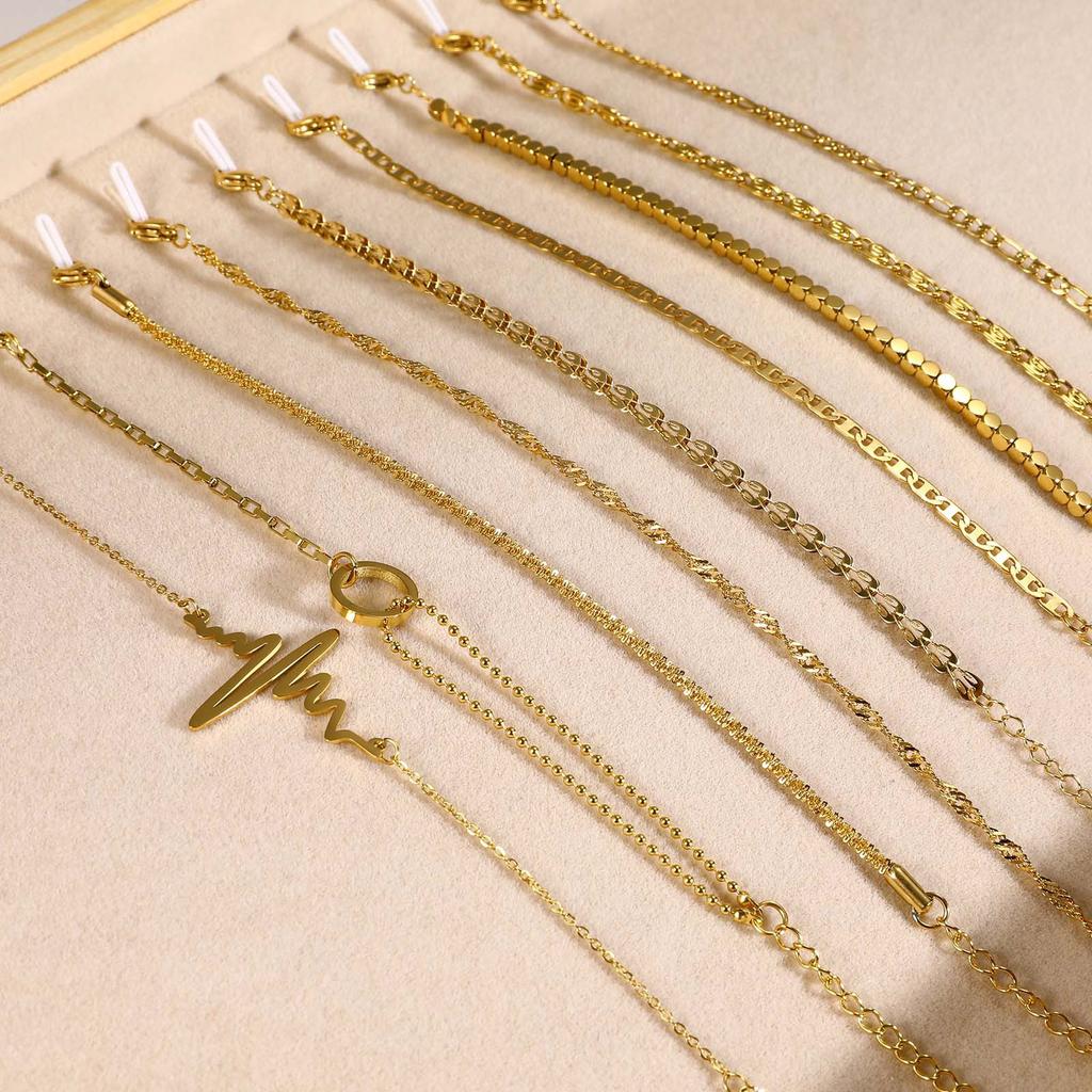 Simple And Versatile Stainless Steel Gold 18K Gold Bracelet Stacked Fashion Personality 1322
