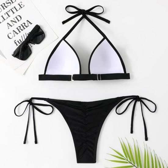 Pre-order: European & American Drawstring Bandage Split Swimsuit Bikini - Hot-Selling Cross-Border Style