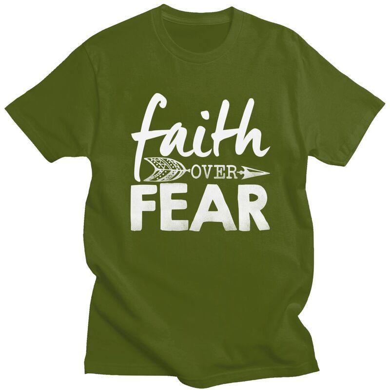 Custom Faith Over Fear Christian Arrow T Shirts Men Pure Cotton Tee Tops Tshirt Tshirt Clothes