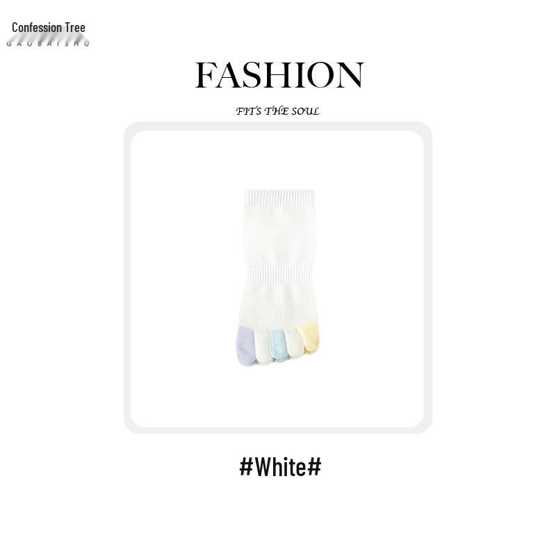Women's Five-Toe Breathable Cotton Socks - Autumn/Winter Mid-Calf, Sweat-Absorbent, Candy Colors