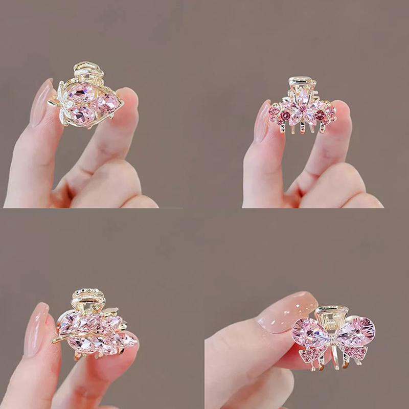 Mini Crab Metal Hair Clips Small Hair Accessories For Women Girl Pink Flower Bow Hair Pin Side Bangs Clip