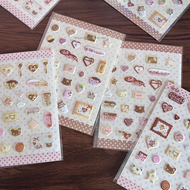 1/4Pcs Kawaii Cream Cake Cookies 3D Foam Stickers For Journal Scrapbook Stationery Decor Cute Y2K Sweetheart Dessert Stickers