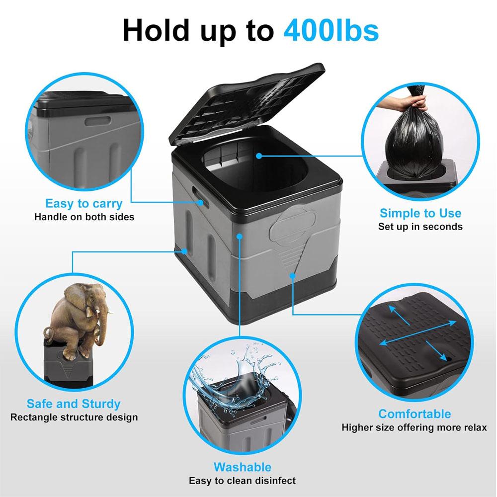 Toilettes Portables, Toilettes Portables Améliorées pour Adultes Camping, Toilettes de Camping Hautes Portables pour la Maison/Camping/Bateau/Randonnée/Longs Voyages