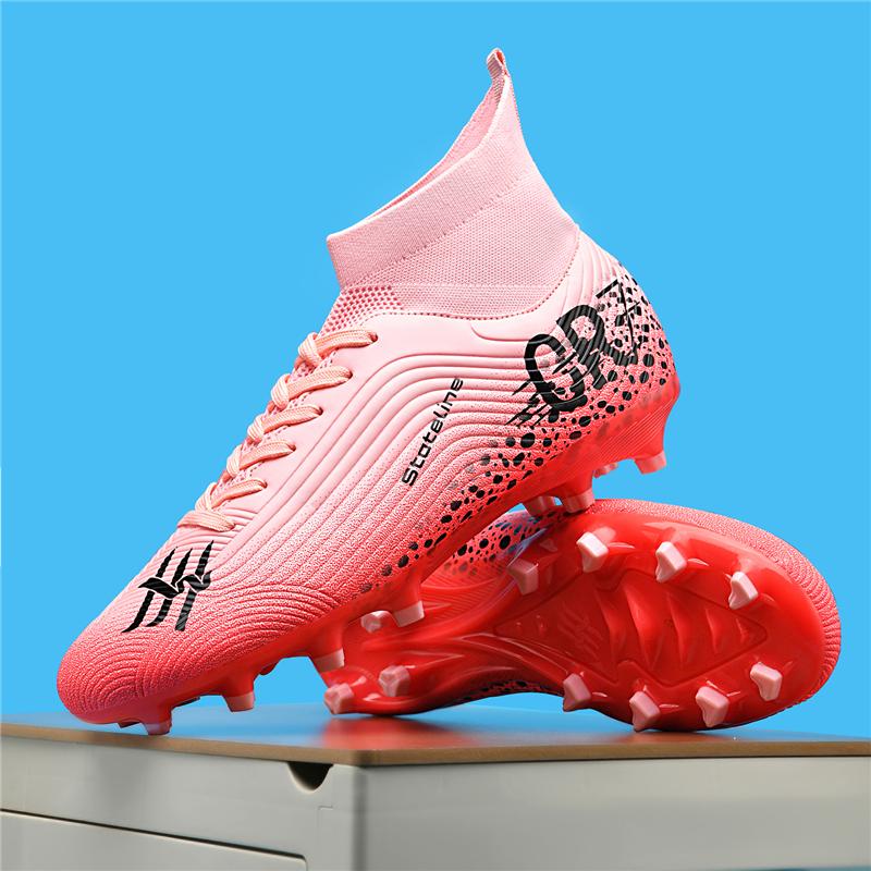 Mens Soccer Shoes High Top Athletic Professional Outdoor Field Training Football Shoes Grass Futsal Court Football Boot for Men