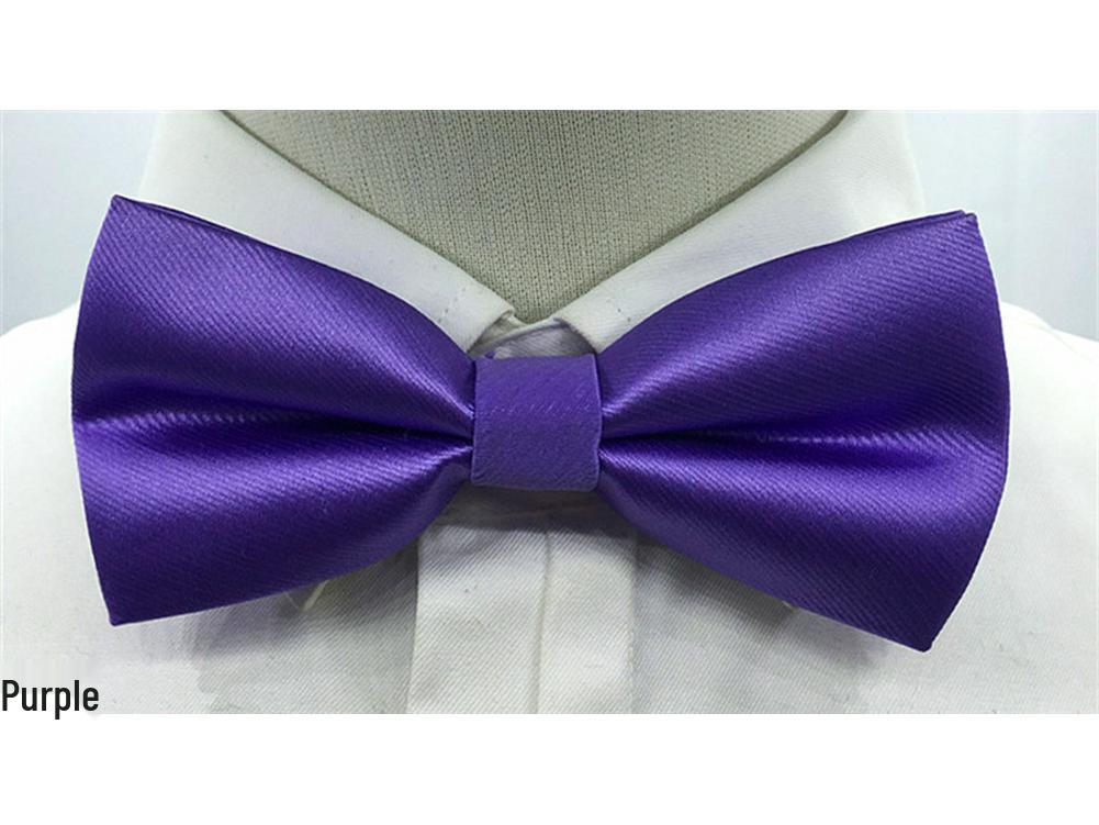 Men's Solid Color Double Layer Bow Tie - Poly Silk, Korean & British Style, Red/Black, Wedding & Best Man Accessory.