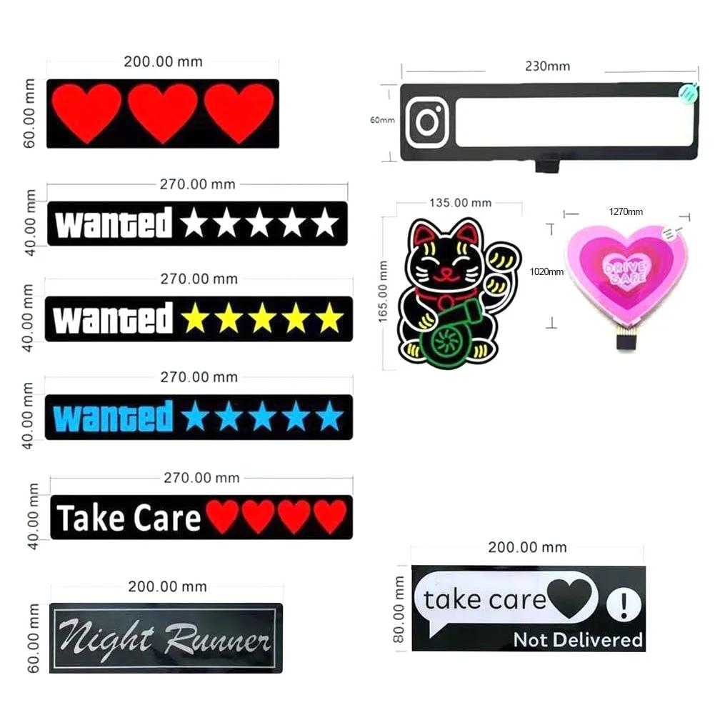 5 Stars Wanted Led Light-Emitting Window Sticker Windshield Sticker Jdm Decorative Car Accessories Light Board Without Battery