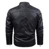 Winter Men's Retro Leather Jackets Warm Fleece Motorcycle Coat Fashion Windproof Moto Biker Male PU Leather Outwear Solid Coats
