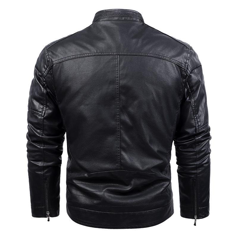 Winter Men's Retro Leather Jackets Warm Fleece Motorcycle Coat Fashion Windproof Moto Biker Male PU Leather Outwear Solid Coats