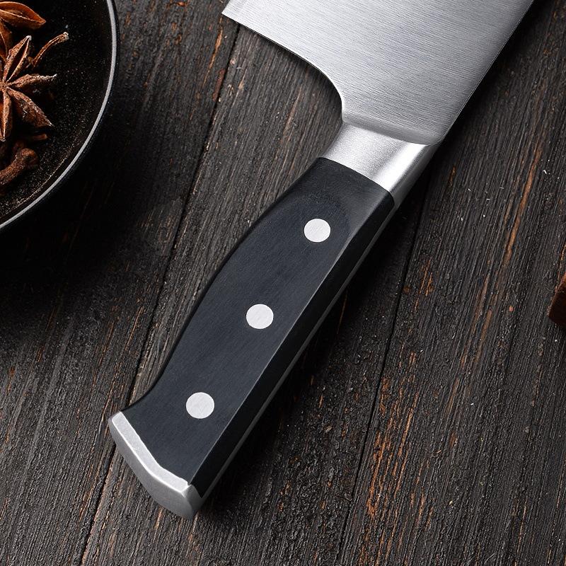 7.3 Inch Chinese Chef Knife 10Cr15MoV Stainless Steel Blade Wood Handle Cleaver Meat Slicing Vegetables Kitchen Knife Messer