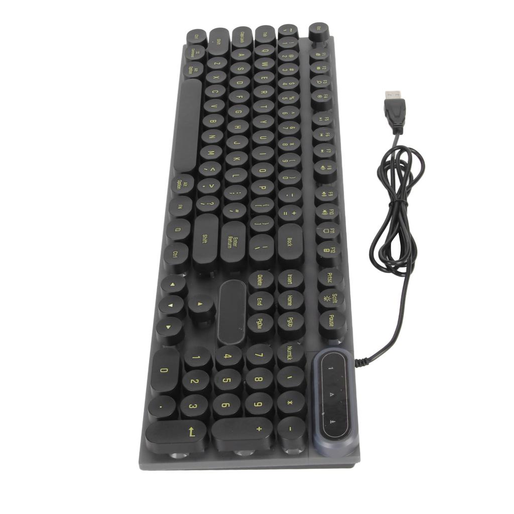 Gaming Keyboard USB Round 104 Keys Breathing Backlit Ergonomic Waterproof Wired Keyboard for