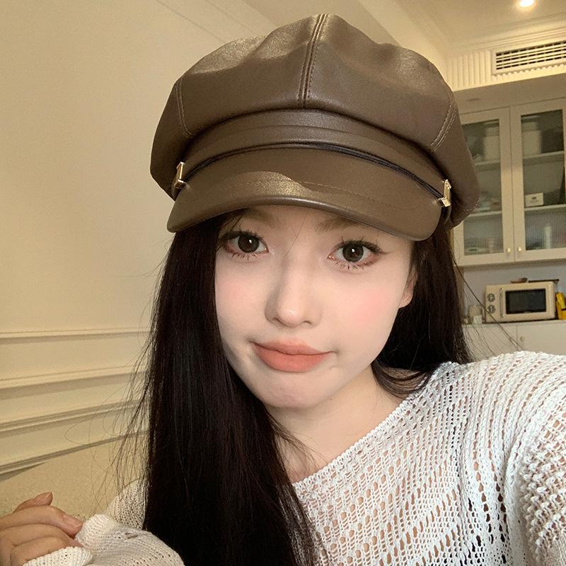 New 2024 Elegant Pu Beret Hat For Women Casual Summer Lightweight Fashion Accessory For Genders All