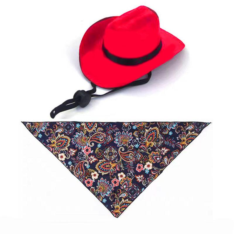 Pet cat denim hat headwear mini denim dog hat triangle scarf combo