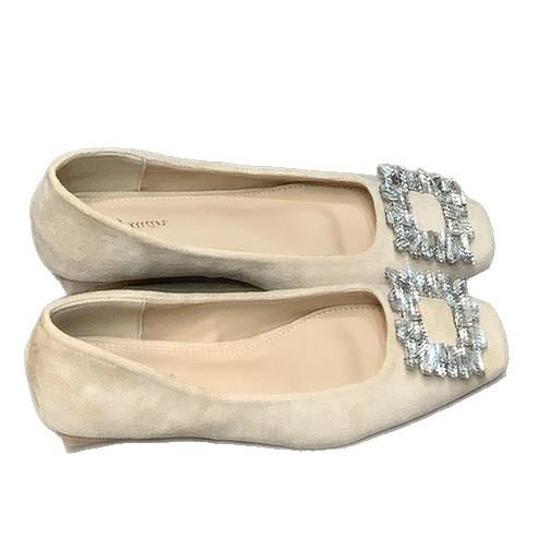 French square head rhinestone square buckle thick heel single shoes with skirt 2025 autumn new commuter low heel Mary Jane shoes women