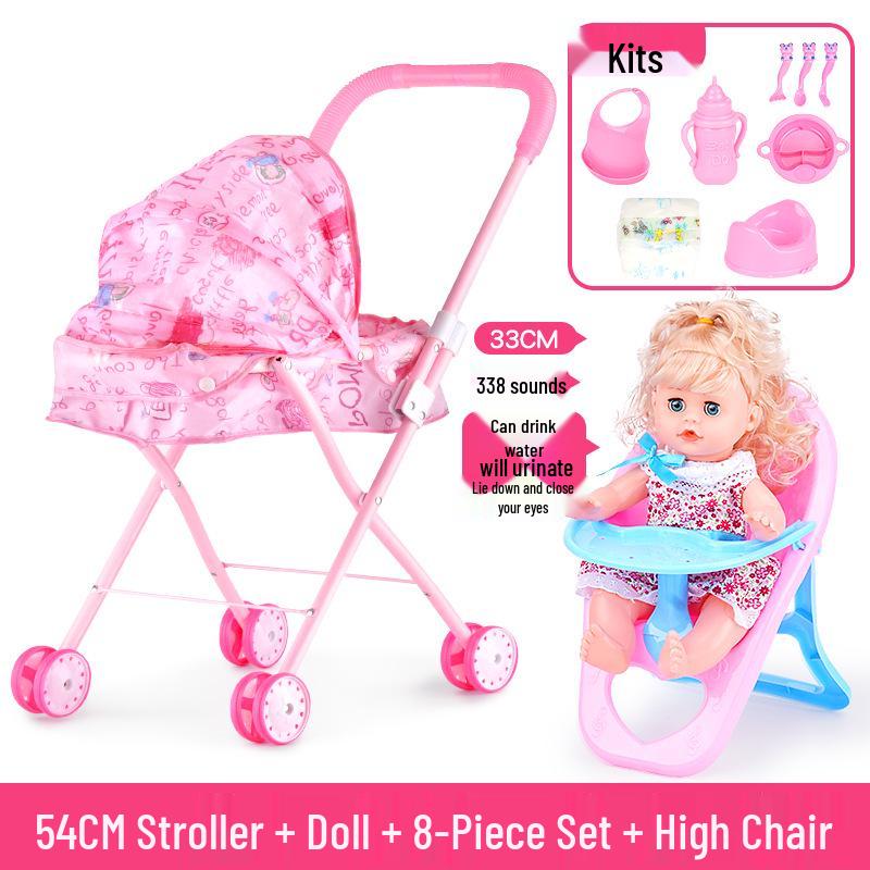 Cross-border Doll & Stroller Set for Girls - Children's Simulation Playhouse Toy