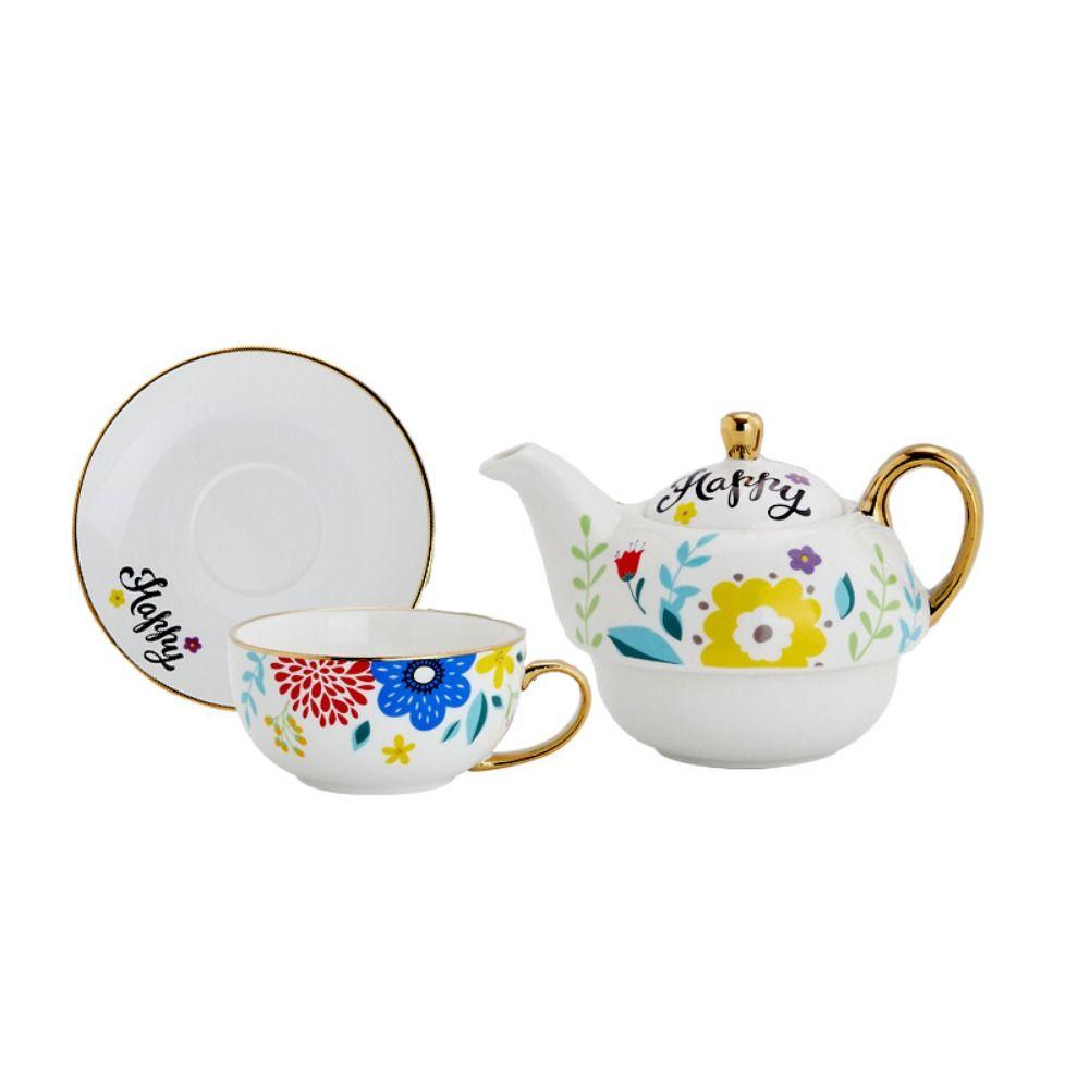 Service à Thé Silea – Céramique – Théière + 4 Tasses Et Coupelles – Bon état