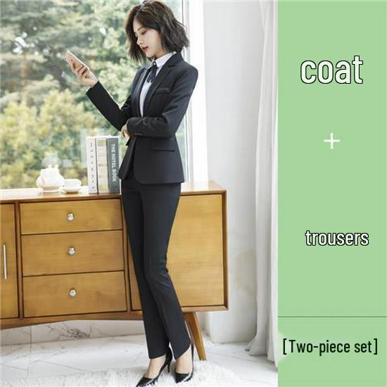 Elegant Black Women's Slim Fit Business Suit for Professional Settings