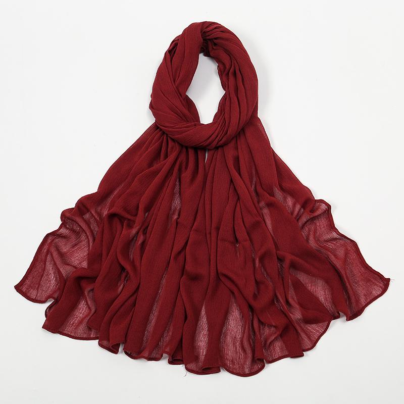 Crinkle Muslim Women Hijab Wrinkle Rayon Headscarf Solid Color Women's Turban Plain Viscose Cotton Musulman Femme Shawl Ramanda