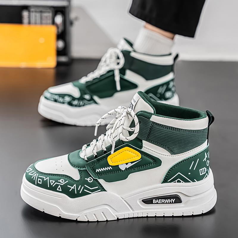 

Высокие мужские туфли, весенние кроссовки AJ Putian средней высоты для занятий сноубордом, для мальчиков средней школы, корейская версия, универсальные, модные повседневные туфли, толстые 39