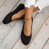 Large size autumn new flat bottom round head set feet shallow mouth fly weaving casual versatile single shoes women
