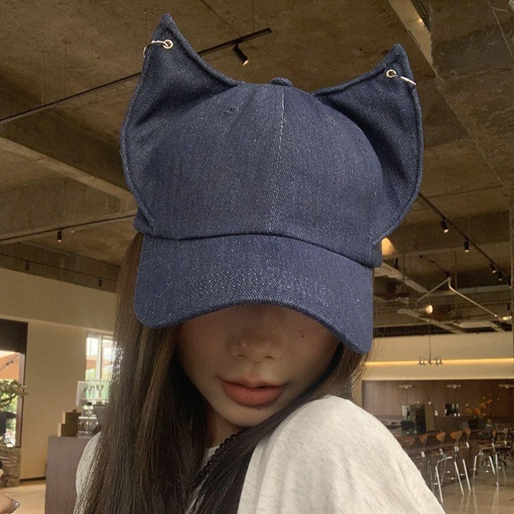 Y2k Cat Ears Baseball Cap Cute Sun Hat Korean Women Peaked Cap  Spring Summer