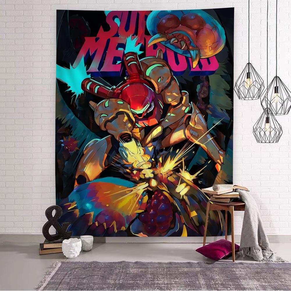 Metroid Themed Anime Tapestry Hanging Tarot Hippie Wall Rugs Dorm Home Decor