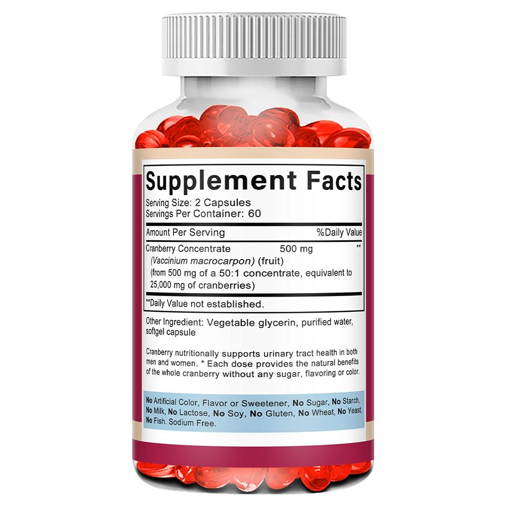 Soomiig Cranberry Fruit Concentrate Softgels, 500mg 50:1 Extract, Equivalent 25000mg, 120 Caps