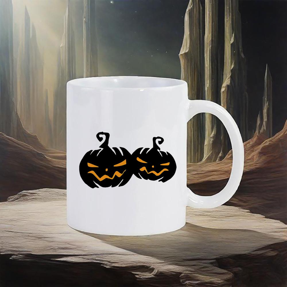 Happy Halloween Ceramic Mug Black Bat Water Cup Witch Spooky Coffee Mug Trick or Treat Party Mugs Original Coffee Cups Drinkware