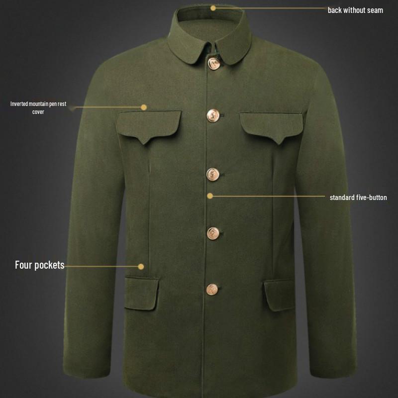 Men's Zhongshan Suit: Autumn/Winter Casual Wear for Middle-Aged and Elderly
