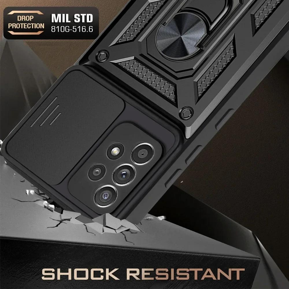 Military Grade Armor Case For Samsung Galaxy S25 S24 S23 S22 Ultra Plus S21 S20 Note 20 FE Edge Phone Holder Ring Stand Cover