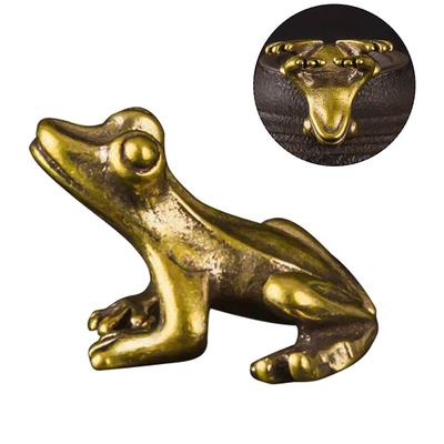 1PC Mini Brass Frog Statue Ornament Copper Animals Figurines Accessories Tea Pet