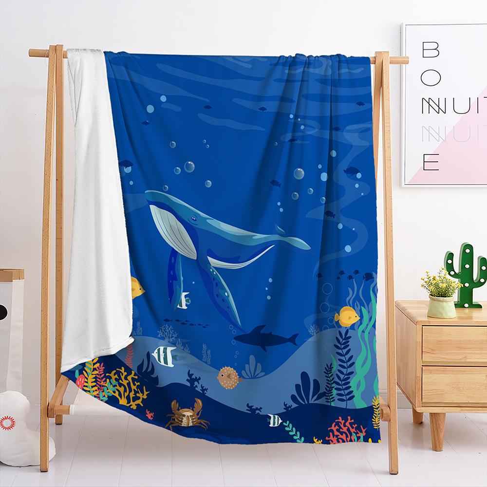 

Blanket Flannel Blanket Marine Aquatic Animals 3D Digital Printing Blanket Blanket 120X90cm