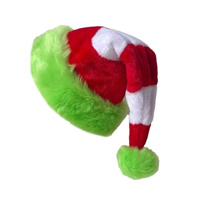 Furry Striped Christmas Hats for Holiday Celebration Festival Props Hat All Age Warm Santa Caps Party Gathering Headwear